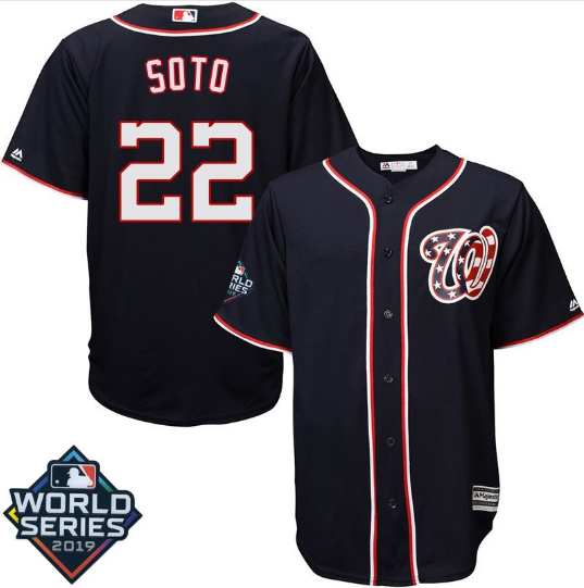 Men's Washington Nationals #22 Juan Soto Navy 2019 World Series Bound Cool Base Stitched MLB Jersey
